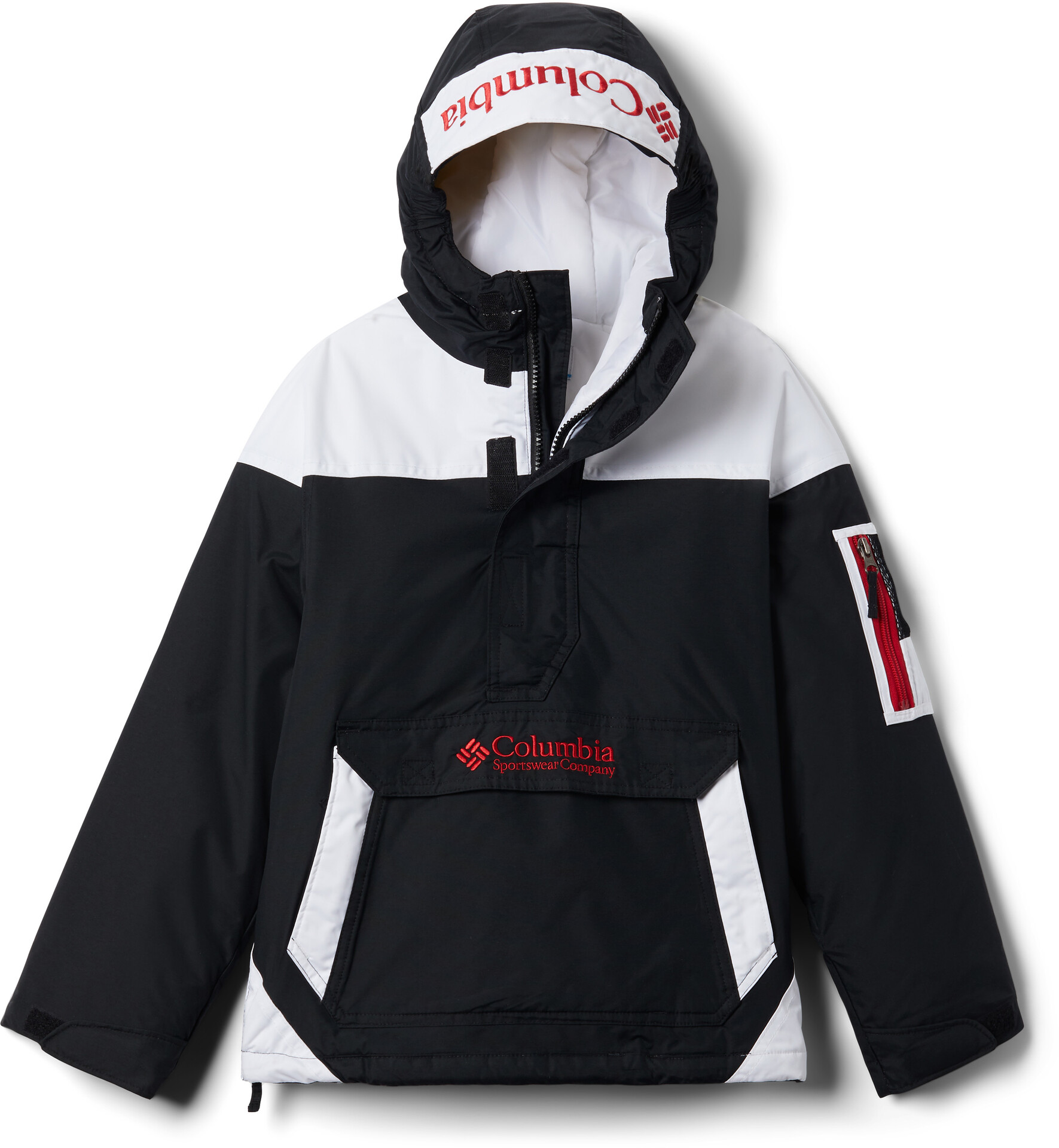 red and black columbia jacket
